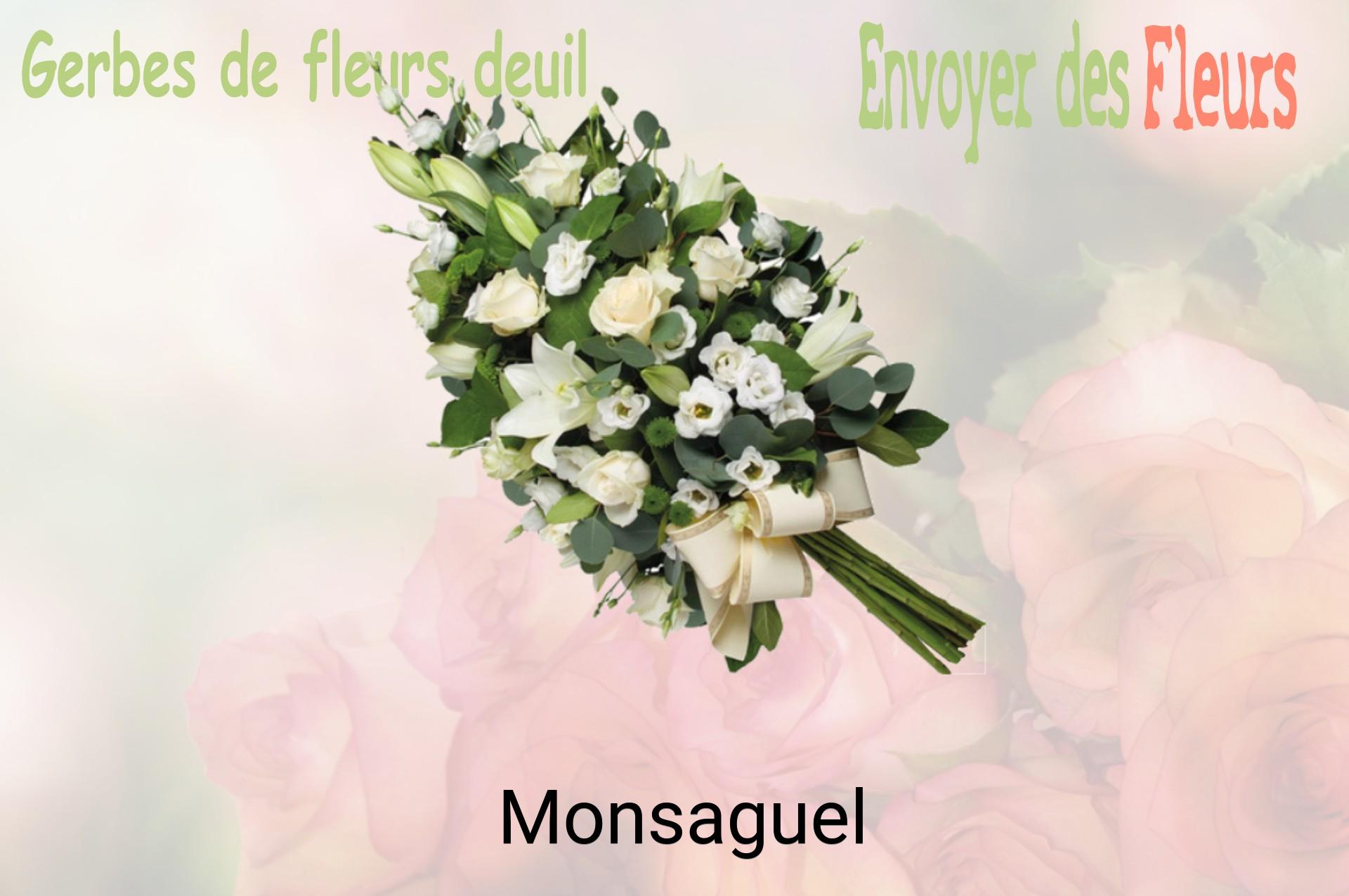 Gerbe de fleurs de deuil livrée à Monsaguel